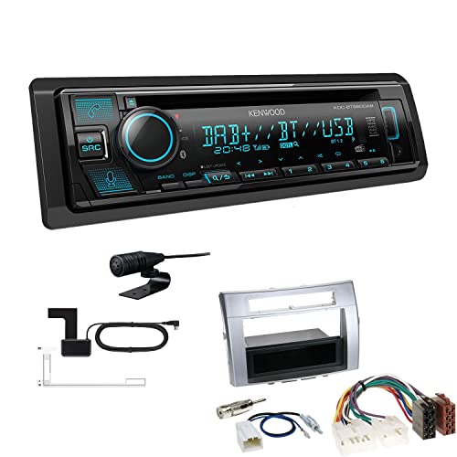 Kenwood KDC-BT560DAB 1-DIN Autoradio CD-Tuner mit Bluetooth Digitalradio DAB+ inkl. Einbauset passend für Toyota Corolla Verso 2004-2009 Silber von EHO