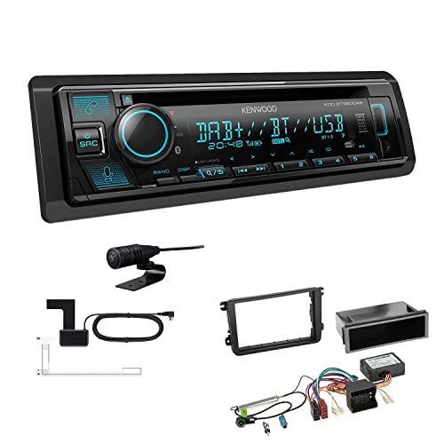Kenwood KDC-BT560DAB 1-DIN Autoradio CD-Tuner mit Bluetooth Digitalradio DAB+ inkl. Einbauset passend für Volkswagen VW Polo 6R 2009-2014 schwarz inkl Canbus von EHO