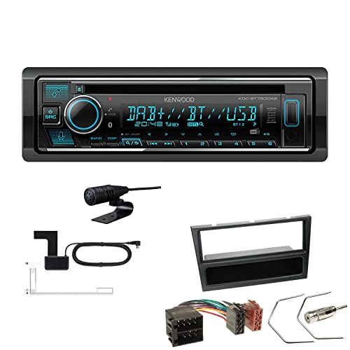 Kenwood KDC-BT760DAB 1-DIN Autoradio CD-Tuner mit Bluetooth Digitalradio DAB+ inkl. Einbauset passend für Opel Agila 2000-2007 schwarz von EHO