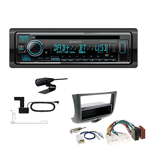 Kenwood KDC-BT760DAB 1-DIN Autoradio CD-Tuner mit Bluetooth Digitalradio DAB+ inkl. Einbauset passend für Toyota Yaris Verso 1999-2003 schwarz von EHO