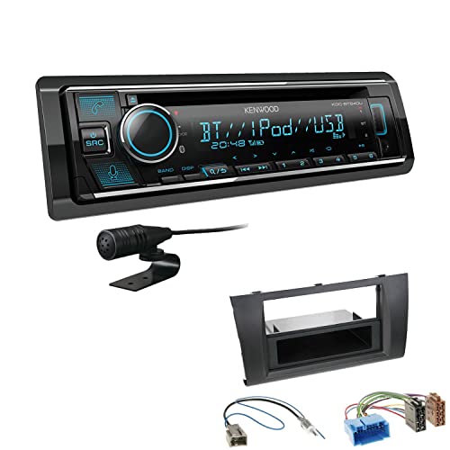 Kenwood KDCBT640U 1-DIN Autoradio CD/USB-Receiver mit Bluetooth kompatibel mit Spotify & Amazon Alexa Control mit Einbauset passend für Suzuki Swift III 2005-2010 schwarz von EHO