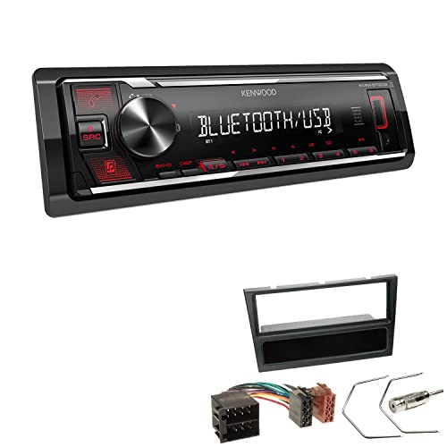 Kenwood KMM-BT209 1-DIN Autoradio Media Receiver Bluetooth USB AUX mit Einbauset passend für Opel Corsa C 2000-2004 schwarz von EHO