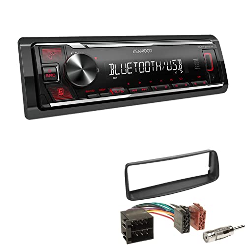 Kenwood KMM-BT209 1-DIN Autoradio Media Receiver Bluetooth USB AUX mit Einbauset passend für Peugeot 206 206CC 1998-2007 schwarz von EHO