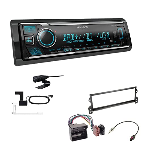 Kenwood KMM-BT508DAB 1-DIN Digital Media Receiver Autoradio DAB+ Bluetooth Amazon Alexa Einbauset passend für Mini Mini, Mini Cabriolet 2003-2008 schwarz von EHO