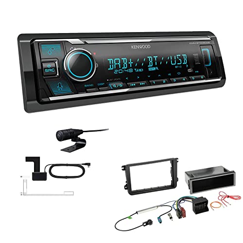 Kenwood KMM-BT508DAB 1-DIN Digital Media Receiver Autoradio DAB+ Bluetooth Amazon Alexa Einbauset passend für Skoda Octavia II Facelift 2009-2013 schwarz von EHO