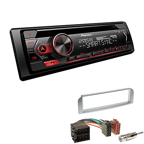 Pioneer DEH-S320BT 1-DIN Autoradio Bluetooth CD-Tuner USB Spotify inkl. Einbauset passend für Alfa Romeo 147 2000-2010 Silber von EHO