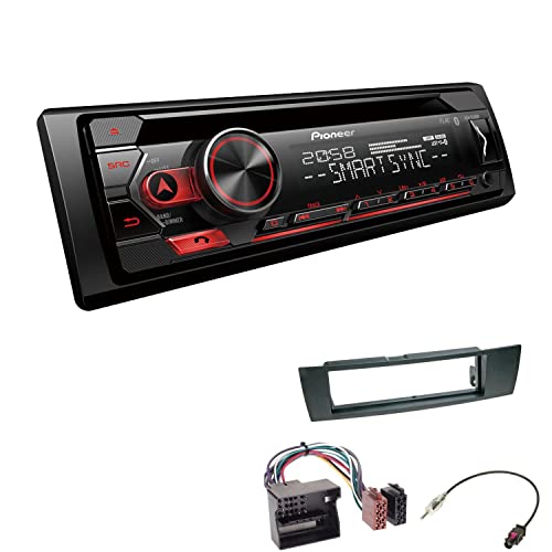Pioneer DEH-S320BT 1-DIN Autoradio Bluetooth CD-Tuner USB Spotify inkl. Einbauset passend für BMW 1er 2004-2007 schwarz nur 4/5-Türer von EHO