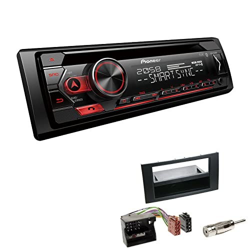 Pioneer DEH-S320BT 1-DIN Autoradio Bluetooth CD-Tuner USB Spotify inkl. Einbauset passend für Ford Fiesta V Facelift 2005-2008 schwarz von EHO