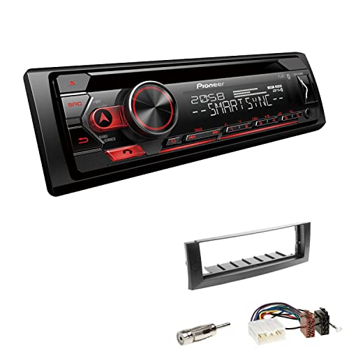 Pioneer DEH-S320BT 1-DIN Autoradio Bluetooth CD-Tuner USB Spotify inkl. Einbauset passend für Mitsubishi Colt und Colt CZC Cabriolet 2004-2009 dunkelgrau von EHO