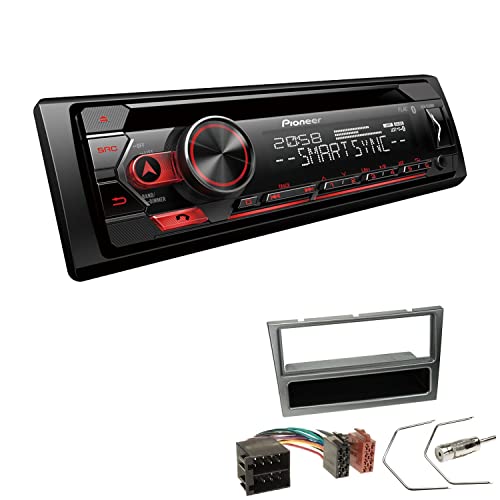 Pioneer DEH-S320BT 1-DIN Autoradio Bluetooth CD-Tuner USB Spotify inkl. Einbauset passend für Opel Corsa C 2000-2004 Aluminium von EHO