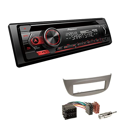 Pioneer DEH-S320BT 1-DIN Autoradio Bluetooth CD-Tuner USB Spotify inkl. Einbauset passend für Renault Twingo II 2007-2014 hellgrau von EHO