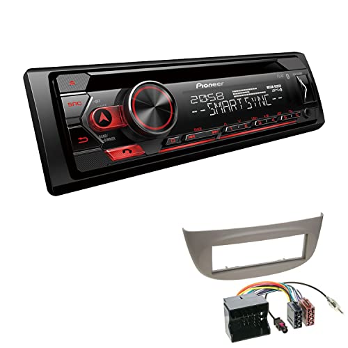 Pioneer DEH-S320BT 1-DIN Autoradio Bluetooth CD-Tuner USB Spotify inkl. Einbauset passend für Renault Twingo II 2009-2014 hellgrau von EHO