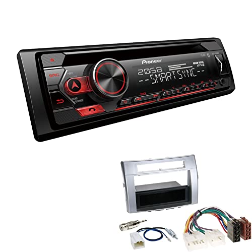 Pioneer DEH-S320BT 1-DIN Autoradio Bluetooth CD-Tuner USB Spotify inkl. Einbauset passend für Toyota Corolla Verso 2004-2009 Silber von EHO