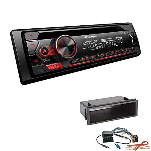 Pioneer DEH-S320BT 1-DIN Autoradio Bluetooth CD-Tuner USB Spotify inkl. Einbauset passend für Volkswagen VW T5 Transporter bis 2015 schwarz OEM 1-DIN von EHO