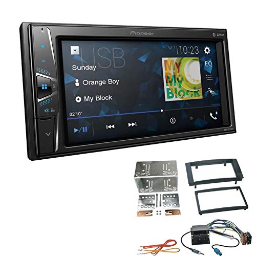 Pioneer DMH-G220BT 2-DIN Autoradio Mediacenter Bluetooth USB AUX passend für Volkswagen VW T5 Transporter 2003-2015 rechtwinklig, schwarz ohne Canbus von EHO