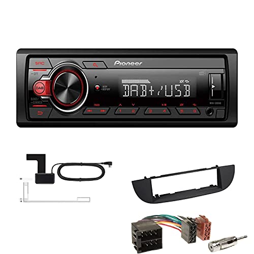 Pioneer MVH-130DAB 1 DIN Media Autoradio DAB+ Short Body USB AUX passend für FIAT 500 500C 2007-2015 Schwarz von EHO