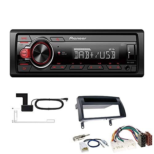 Pioneer MVH-130DAB 1 DIN Media Autoradio DAB+ Short Body USB AUX passend für Toyota Corolla 2001-2007 dunkelgrau von EHO