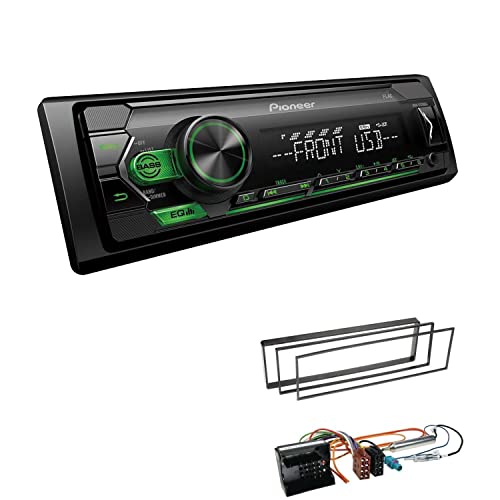Pioneer MVH-S120UBG 1-DIN Autoradio mit grüner Beleuchtung und USB kompatibel mit Android-Smartphones inkl. Einbauset passend für Citroen C3 und C3 Pluriel 2002-2010 schwarz von EHO