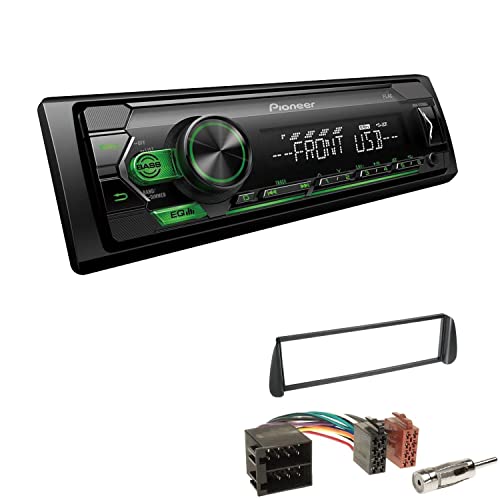 Pioneer MVH-S120UBG 1-DIN Autoradio mit grüner Beleuchtung und USB kompatibel mit Android-Smartphones inkl. Einbauset passend für Citroen Xsara und Xsara Picasso 2000-2010 schwarz von EHO