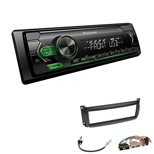 Pioneer MVH-S120UBG 1-DIN Autoradio mit grüner Beleuchtung und USB kompatibel mit Android-Smartphones inkl. Einbauset passend für Jeep Grand Cherokee 1999-2001 schwarz von EHO