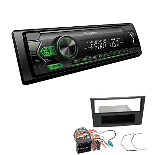 Pioneer MVH-S120UBG 1-DIN Autoradio mit grüner Beleuchtung und USB kompatibel mit Android-Smartphones inkl. Einbauset passend für Opel Astra H 2004-2010 Charcoal von EHO