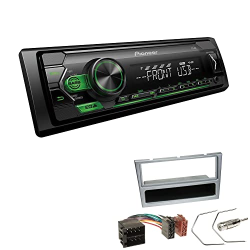 Pioneer MVH-S120UBG 1-DIN Autoradio mit grüner Beleuchtung und USB kompatibel mit Android-Smartphones inkl. Einbauset passend für Opel Corsa C 2000-2004 matt Chrom von EHO