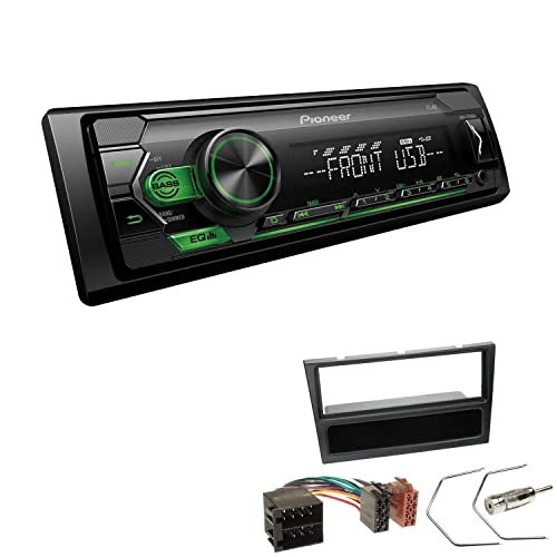 Pioneer MVH-S120UBG 1-DIN Autoradio mit grüner Beleuchtung und USB kompatibel mit Android-Smartphones inkl. Einbauset passend für Opel Corsa C 2000-2004 schwarz von EHO