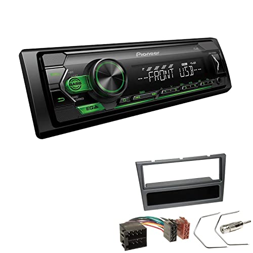 Pioneer MVH-S120UBG 1-DIN Autoradio mit grüner Beleuchtung und USB kompatibel mit Android-Smartphones inkl. Einbauset passend für Opel Meriva 2003-2010 Charcoal-metallic von EHO