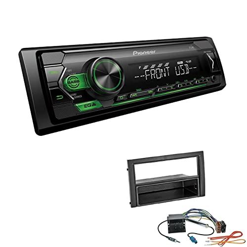 Pioneer MVH-S120UBG 1-DIN Autoradio mit grüner Beleuchtung und USB kompatibel mit Android-Smartphones inkl. Einbauset passend für Skoda Fabia Facelift 2004-2007 schwarz von EHO