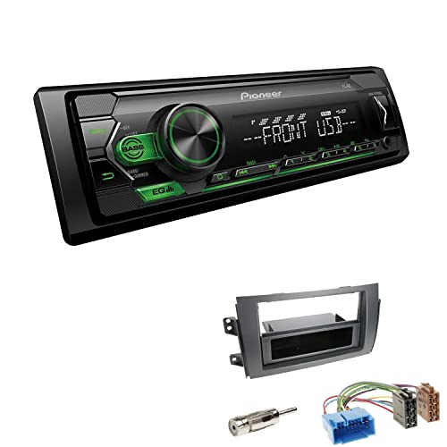 Pioneer MVH-S120UBG 1-DIN Autoradio mit grüner Beleuchtung und USB kompatibel mit Android-Smartphones inkl. Einbauset passend für Suzuki SX4 ab 2006 schwarz von EHO