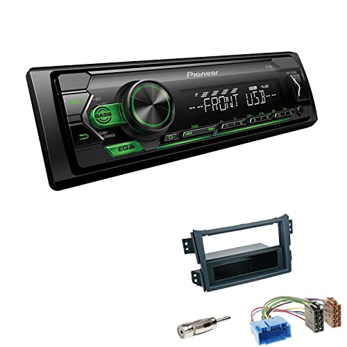 Pioneer MVH-S120UBG 1-DIN Autoradio mit grüner Beleuchtung und USB kompatibel mit Android-Smartphones inkl. Einbauset passend für Suzuki Splash 2008-2014 schwarz von EHO