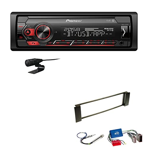Pioneer MVH-S320BT 1-DIN Bluetooth Autoradio USB FLAC Spotify mit Einbauset passend für Audi A6 Facelift 2001-2005 schwarz mit OEM 1DIN von EHO