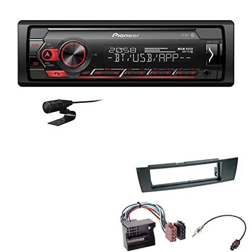 Pioneer MVH-S320BT 1-DIN Bluetooth Autoradio USB FLAC Spotify mit Einbauset passend für BMW 3er E90 E91 E92 E93 2005-2013 schwarz von EHO
