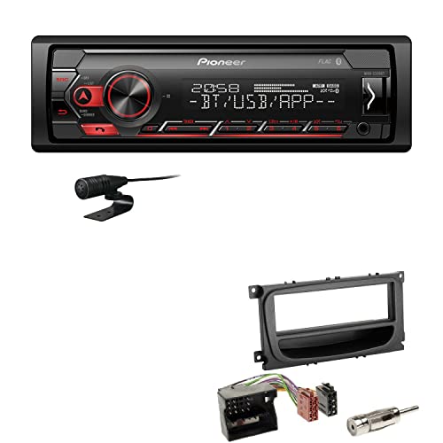 Pioneer MVH-S320BT 1-DIN Bluetooth Autoradio USB FLAC Spotify mit Einbauset passend für Ford C-Max 2007-2010 schwarz von EHO