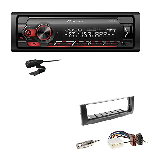 Pioneer MVH-S320BT 1-DIN Bluetooth Autoradio USB FLAC Spotify mit Einbauset passend für Mitsubishi Colt und Colt CZC Cabriolet 2004-2009 dunkelgrau von EHO