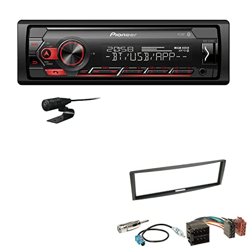Pioneer MVH-S320BT 1-DIN Bluetooth Autoradio USB FLAC Spotify mit Einbauset passend für Renault Megane II 2003-2009 schwarz von EHO