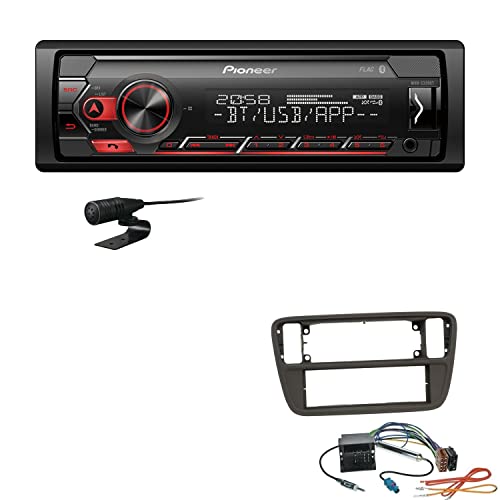 Pioneer MVH-S320BT 1-DIN Bluetooth Autoradio USB FLAC Spotify mit Einbauset passend für Seat MII ab 2011 schwarz von EHO