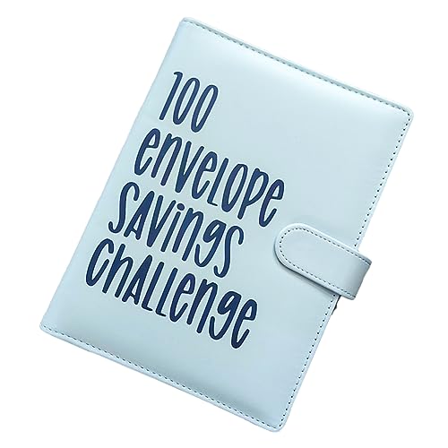 100 Envelope Challenge Binder Kit Herausforderungsordner mit 100 Umschlägen Money Saving Challenges Book Wasserdicht Budgetordner von 5.050 für Schuldenersatz Urlaub Geburtstag (Blau) von EHOTER