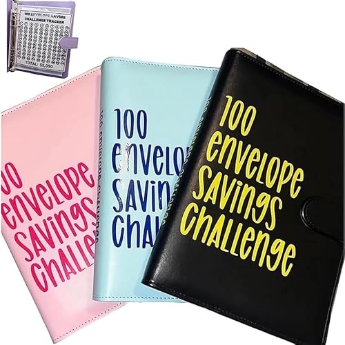 100 Umschläge Challenge Binder Budget Binder Geld Sparen Brieftasche Sparmappe A5 Budget Book Geld Organizer für Bargeld Rechnungen Gutscheine Karte Bargeld Füllung Brieftasche für Budgetierung und von EHOTER