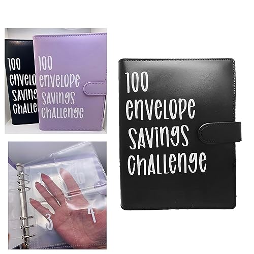 Budget Ordner Briefumschlag Set A5 100 Envelope Challenge Binder Mit Geldumschlägen Budgetierung Budget-Ordner Einfache Und Unterhaltsame Möglichkeit, 5050 $ zu sparen (Schwarz) von EHOTER