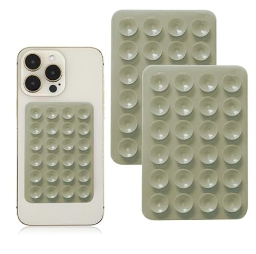 EHOTER 2 PACK Silikon Saugnapf Handyhalterung Vielseitig Selbstklebend Saugnapf Handy Saugnapf Halter Saugnapf Matte für Handys für alle Handys (Hellgrau) von EHOTER