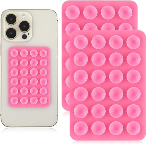 EHOTER 2 PACK Silikon Saugnapf Handyhalterung Vielseitig Selbstklebend Saugnapf Handy Saugnapf Halter Saugnapf Matte für Handys für alle Handys (Rosa) von EHOTER