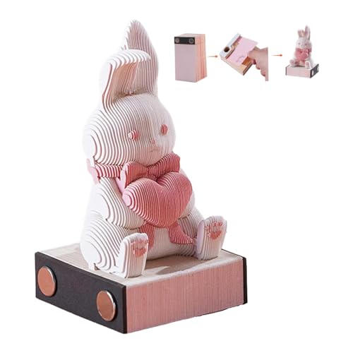 Time Piece Calendar 3D Calendar 2024 with LED Lights Tear-Away 3D Paper Art Notepad Creative 3D Memo Artsy Pad Desk Calendar Carving Gift Desktop Decoration (Bunny) von EHOTER