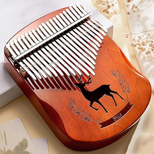 EIERFSKIOT Kalimba Daumenklavier mit 21 Tasten, tragbares Hirschmuster, Fingerklavier mit EVA-Tasche, Stimmhammer, Reinigungstuch, Notenblatt (Farbe: D) von EIERFSKIOT