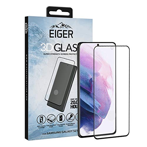 EIGER 3D Glas für Samsung Galaxy S21+ Full Screen Premium Tempered Glass Displayschutz in Klar/Schwarz mit Reinigungsset von EIGER