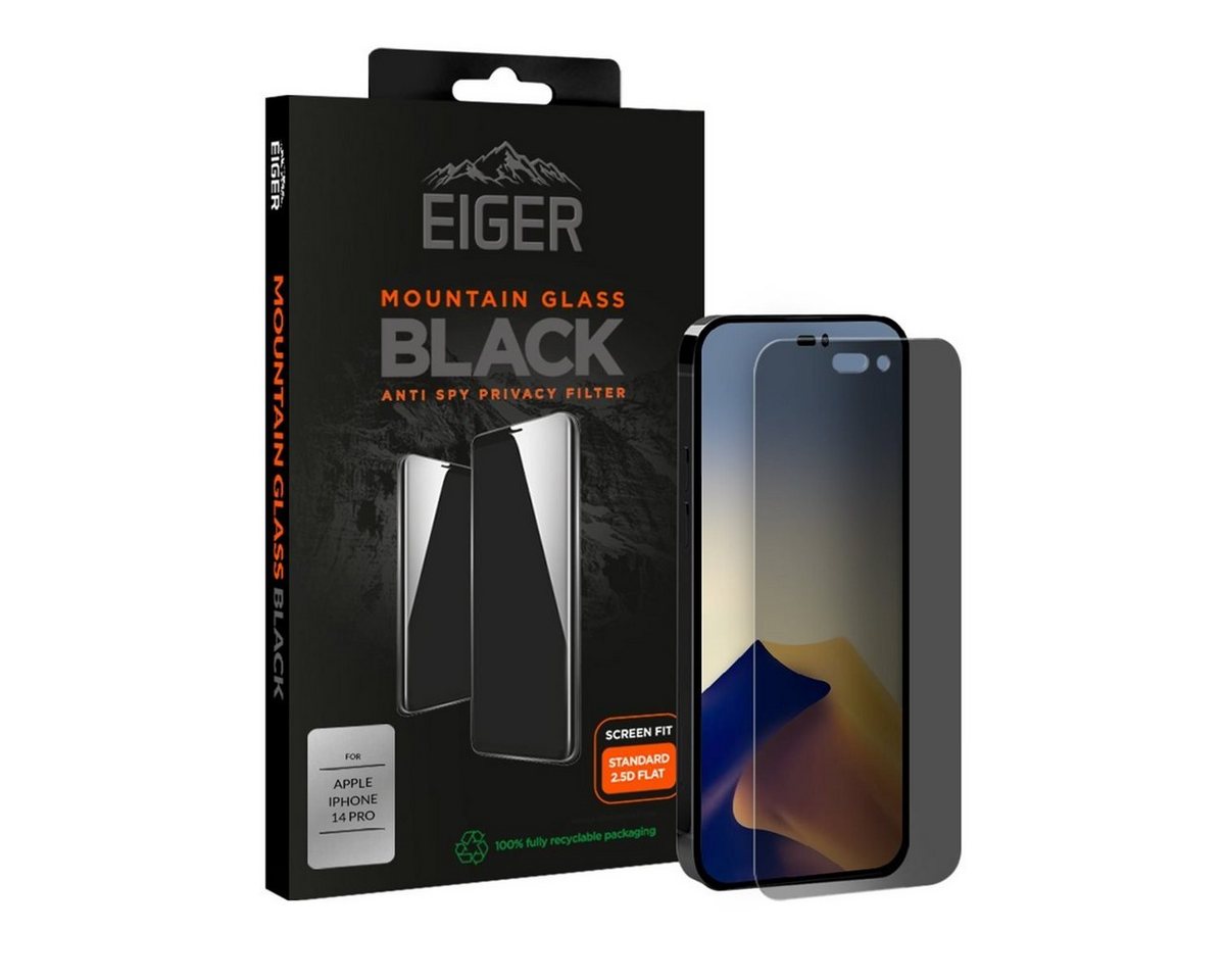 EIGER Schutzfolie Eiger 2.5D SP Mountain Black Privacy iPhone 14 Pro von EIGER