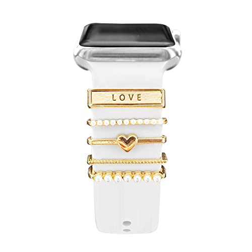 Diamant Zierring Kompatibel mit Apple Watch Silikon Armband 38mm 40mm 41mm 42mm 44mm 45mm 49mm, Armband Metallanhänger Zubehör für iWatch 8 7 6 5 4 3 2 1 SE Ultra, 4 von EIHAIHIS