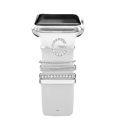 Diamant Zierring Kompatibel mit Apple Watch Silikon Armband 38mm 40mm 41mm 42mm 44mm 45mm 49mm, Armband Metallanhänger Zubehör für iWatch 8 7 6 5 4 3 2 1 SE Ultra, C von EIHAIHIS