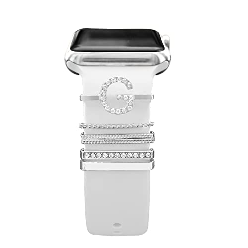 Diamant Zierring Kompatibel mit Apple Watch Silikon Armband 38mm 40mm 41mm 42mm 44mm 45mm 49mm, Armband Metallanhänger Zubehör für iWatch 8 7 6 5 4 3 2 1 SE Ultra, G von EIHAIHIS