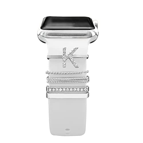 Diamant Zierring Kompatibel mit Apple Watch Silikon Armband 38mm 40mm 41mm 42mm 44mm 45mm 49mm, Armband Metallanhänger Zubehör für iWatch 8 7 6 5 4 3 2 1 SE Ultra, K von EIHAIHIS